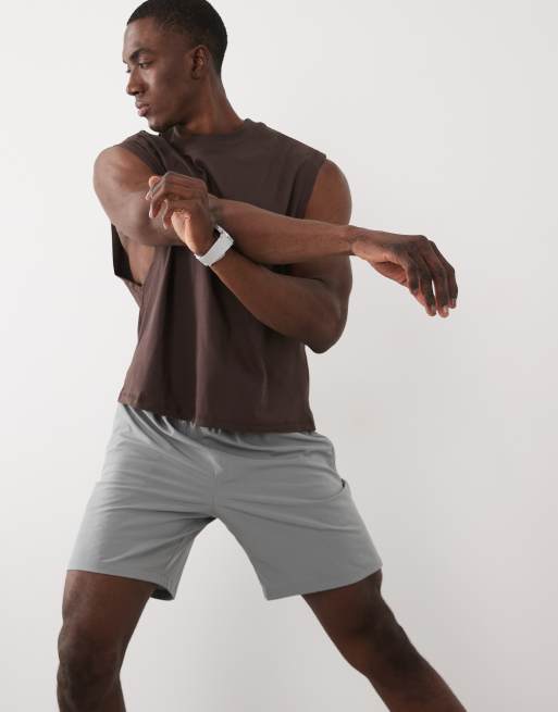 4505 cotton cropped training tank with quick dry finish in brown, 4 of 5