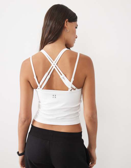 4505 cotton everyday strappy cami top with adjustable straps in white, 4 of 4
