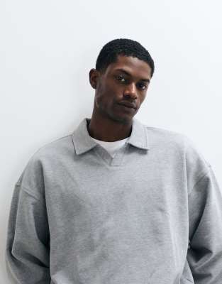4505 cotton oversized polo sweatshirt with quick dry finish in