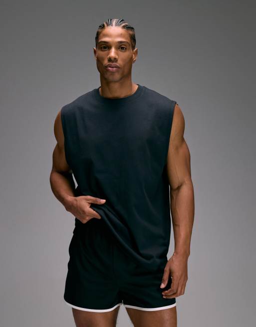 4505 cotton oversized pump training tank with boxing graphic and quick dry finish in black, 4 of 5