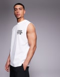 [ASOS] 4505 cotton oversized pump training tank with chest graphic and quick-dry finish in white 2XS White