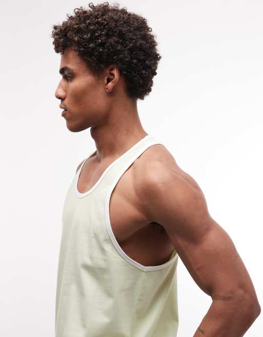 4505 cotton ringer singlet with quick dry finish in pistachio, 5 of 5