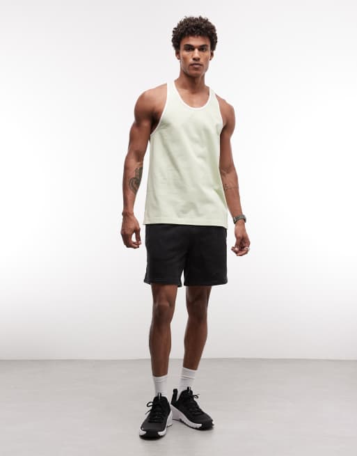 4505 cotton ringer tank top with quick dry finish in pistachio, 4 of 5