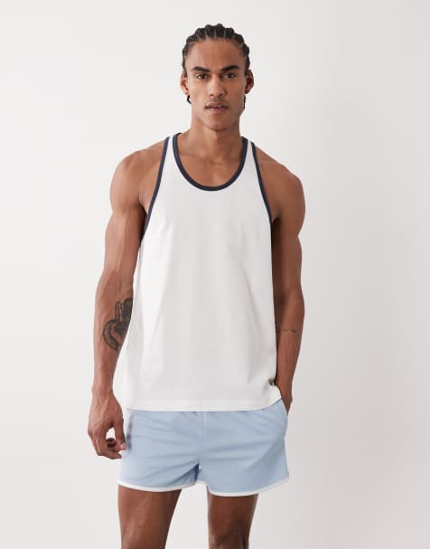 4505 cotton ringer tank top with quick-dry finish in white - view 1