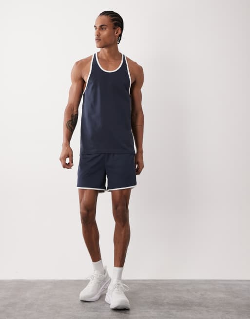4505 cotton ringer vest with quick dry finish in navy, 2 of 5