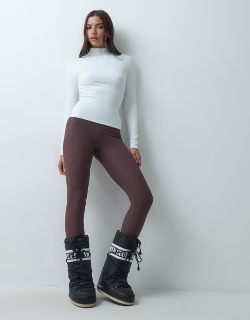 4505 couche de base thermique en polaire pour ski à manches longues avec zip 1/4, blanc, 3 de 4