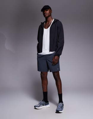 4505 Crinkle Nylon Hooded Lightweight Running Jacket In Black