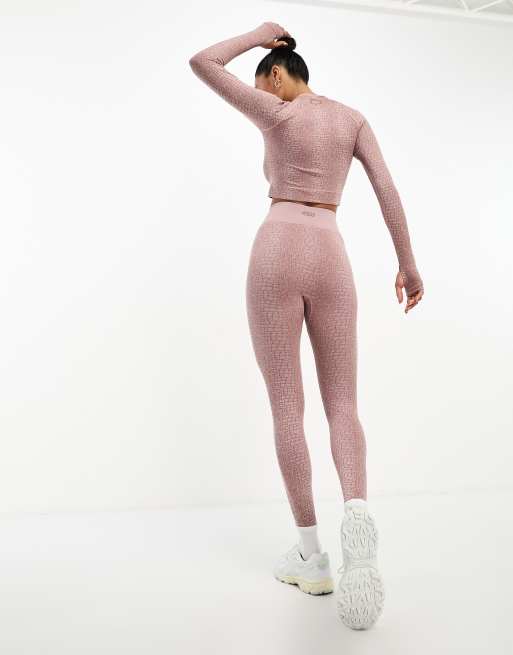 4505 croc seamless jacquard legging with wrap waist in mink , 2 of 4