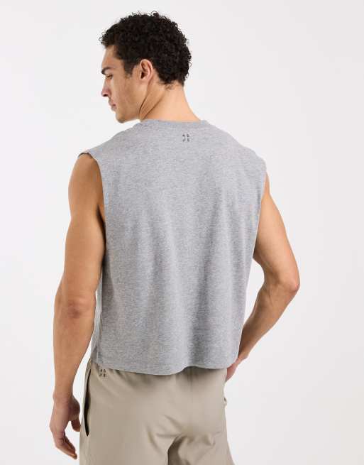 4505 – Cropped-Tanktop aus Baumwolle in Grau meliert mit schnelltrocknendem Finish, 5 von 5