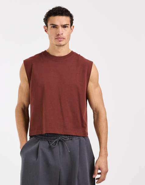 4505 – Cropped-Tanktop aus Baumwolle in Rostrot mit schnelltrocknendem Finish - view 1