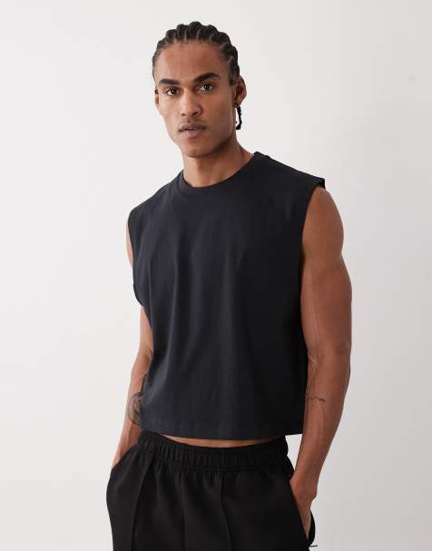 4505 – Cropped-Tanktop aus Baumwolle in Schwarz mit schnelltrocknendem Finish - view 1