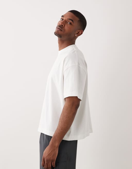 4505 - Cropped trainingsshirt van zwaar sneldrogend katoen met rechte pasvorm in wit , 4 van 5