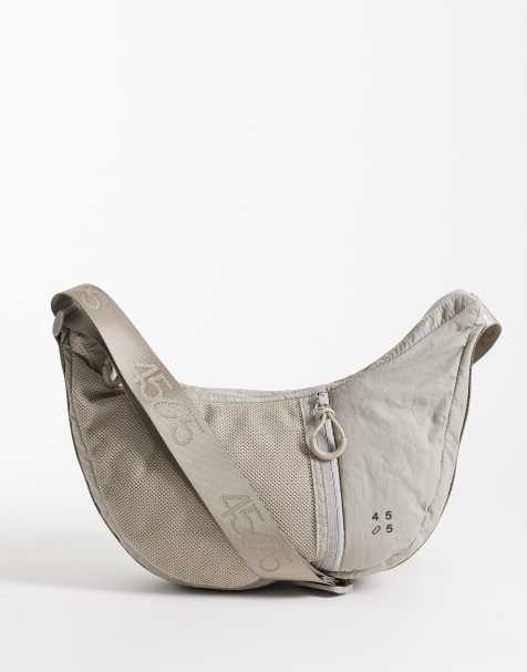 4505 - Crossbody slingtas met utility-zak van mesh in grijs-beige - view 1