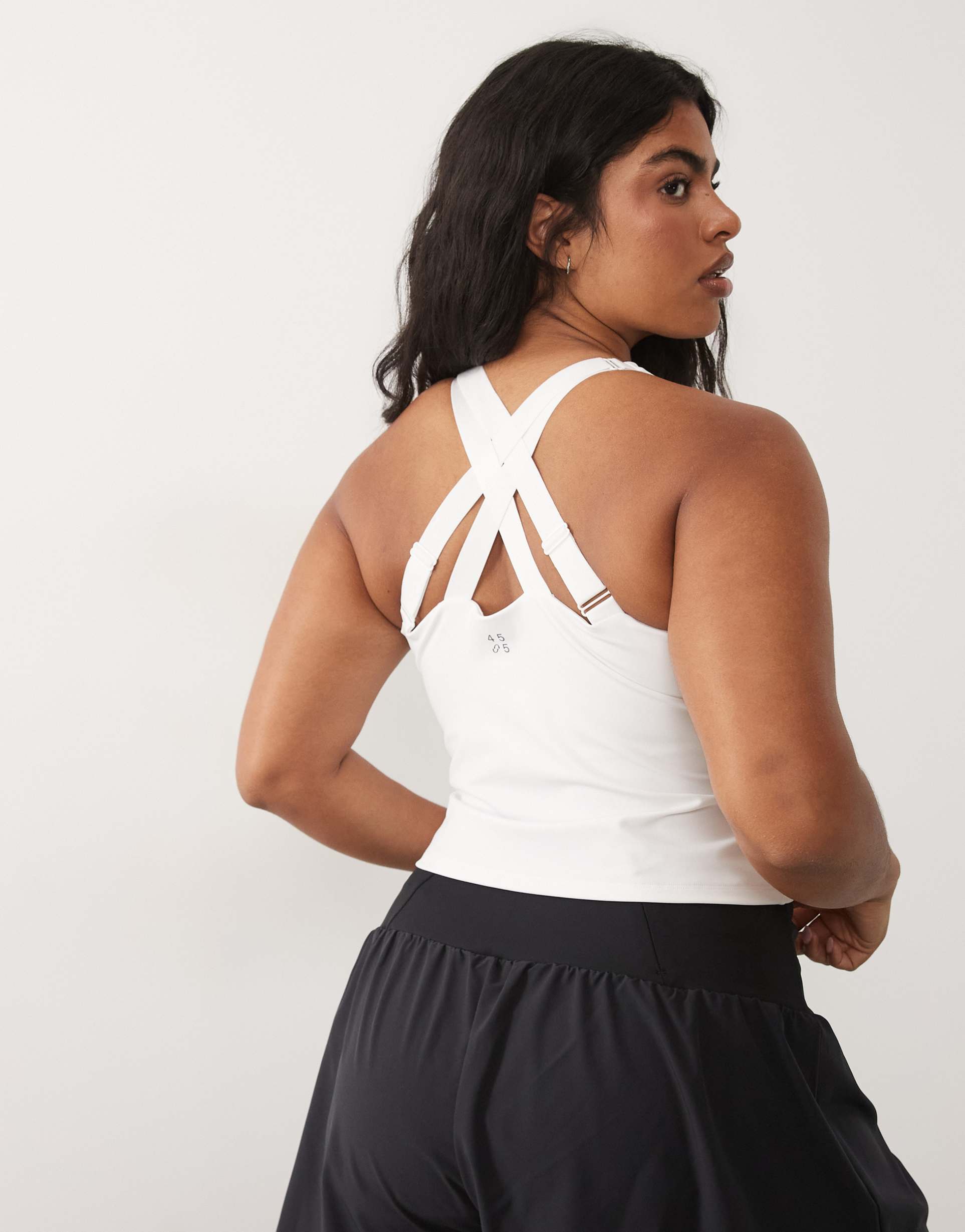 4505 curve active high support running tank top with inner bra and adjustable straps in white