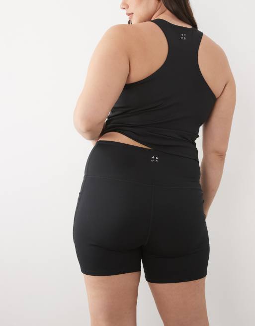 4505 Curve - Active - Pantaloncini leggings a vita alta effetto snellente da 13 cm neri, 4 di 5