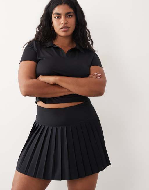 4505 Curve active pleated tennis skirt with inner shorts in black, 2 of 5