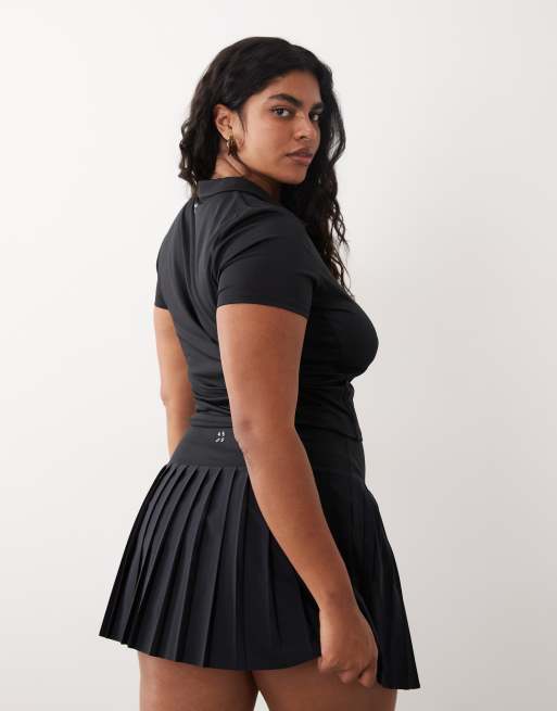 4505 Curve active pleated tennis skirt with inner shorts in black