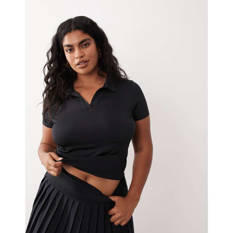 4505 Curve active short sleeve tennis polo top in black | ASOS