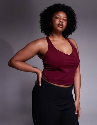 4505 Curve Active Vest With Inner Bra In Burgundy