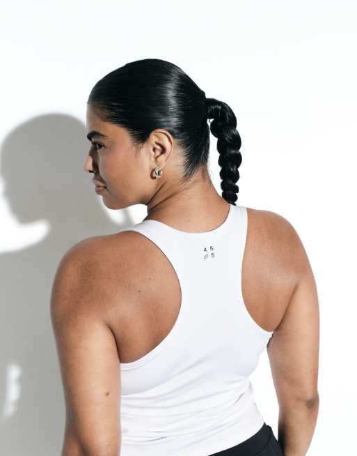 4505 Curve active V-neck racer back vest with inner bra in white, 5 of 6