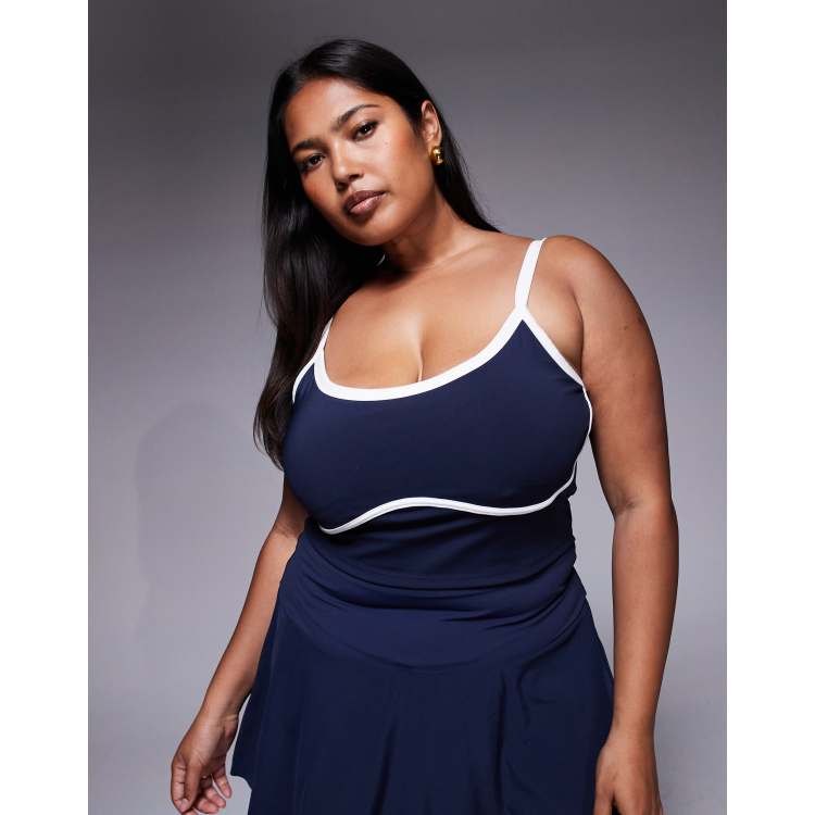 4505 Curve active vest with inner bra and piping in navy | ASOS