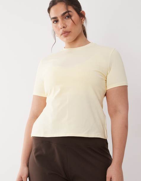 4505 Curve – Cytrynowy dopasowany T-shirt z szybkoschnącej bawełny - view 1