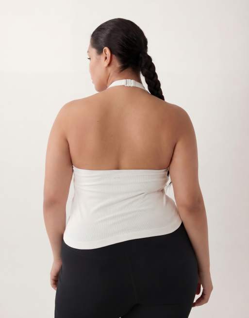 4505 Curve - Débardeur doux au toucher avec brassière intégrée et dos nu - Blanc, 4 de 4