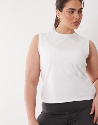 4505 Curve Fitted Cotton Everyday Tank Top With Quick Dry Finish In White