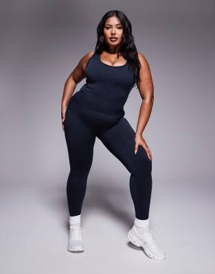 4505 Curve - Glatte, nahtlose Sport-Leggings in verwaschenem Schwarz mit hoher Taille