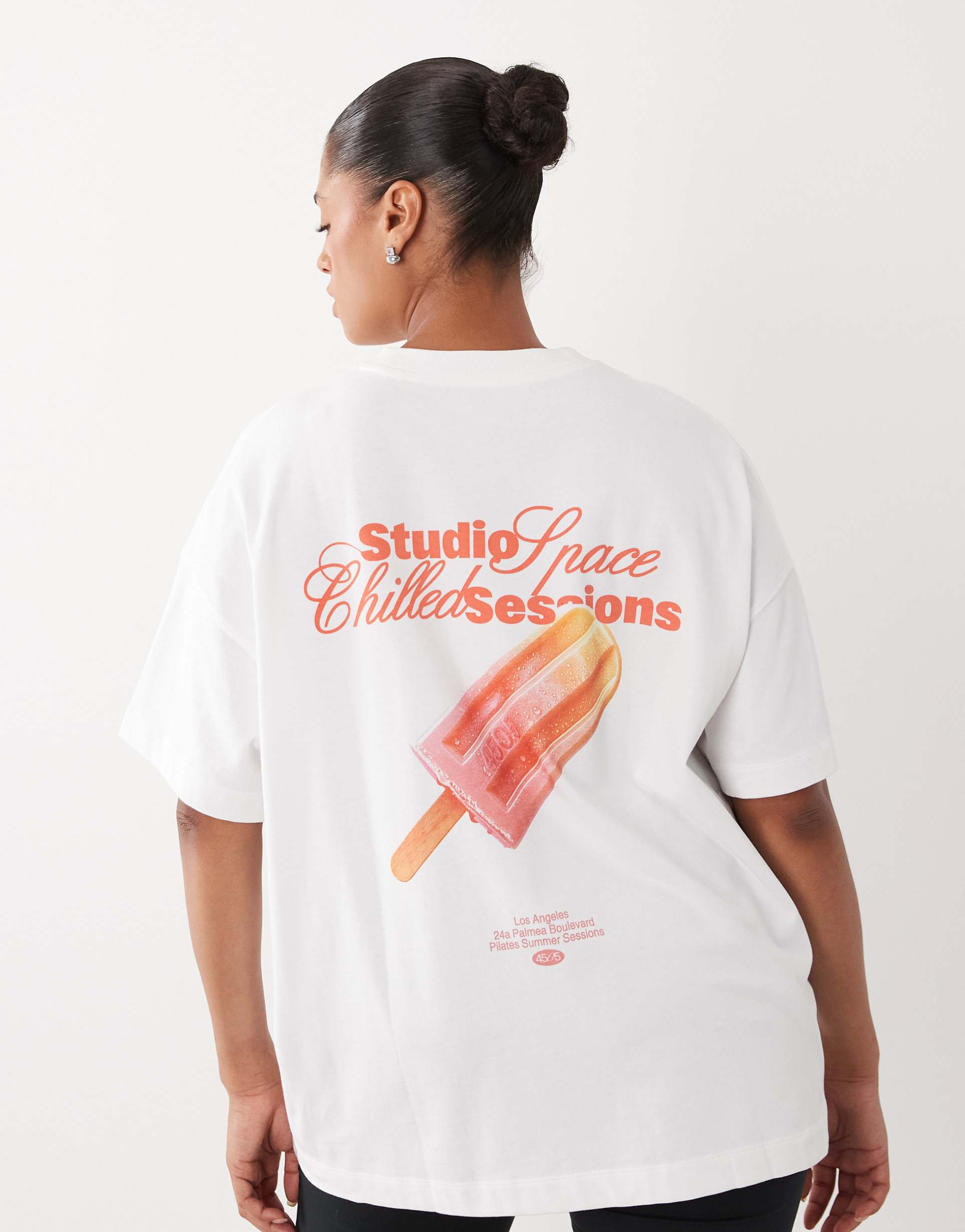 4505 curve heavyweight cotton oversized t-shirt with ice cream back print in white