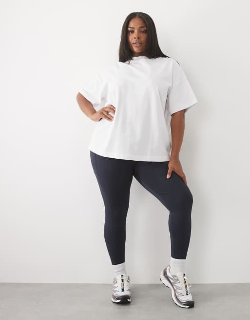 4505 Curve heavyweight cotton oversized t-shirt with retro back print in white, 2 of 4