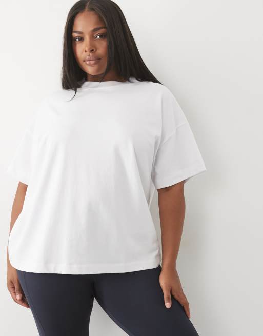 4505 Curve heavyweight cotton oversized t-shirt with retro back print in white, 3 of 4
