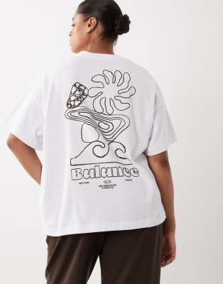 4505 Curve Heavyweight Cotton Oversized T-shirt With Studio Back Print In White