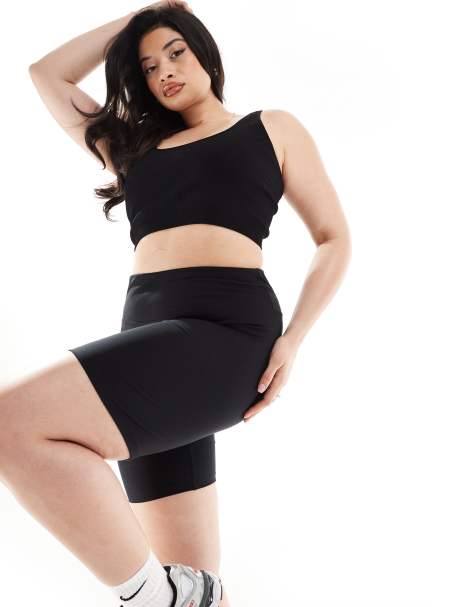 4505 Curve Icon 8 inch soft touch legging shorts in black - view 1