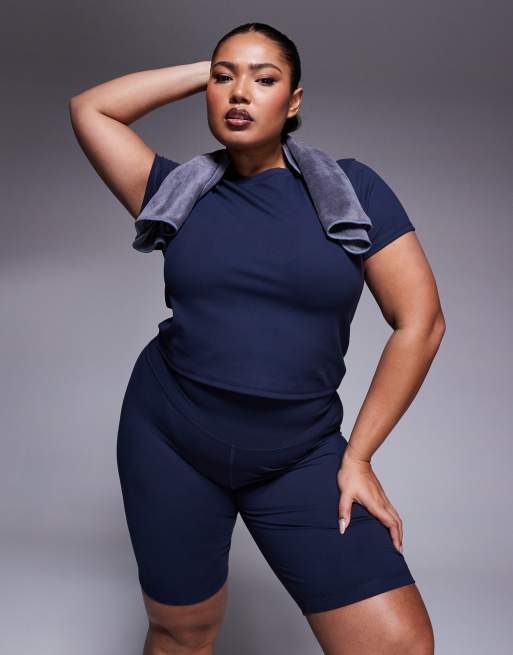 Plus Size Navy Legging Shorts 4505 Curve Icon Inch Soft Touch