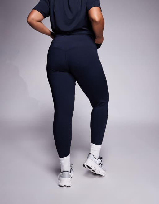 4505 Curve Icon active booty sculpt high waist gym leggings with inner pocket in navy, 3 of 5