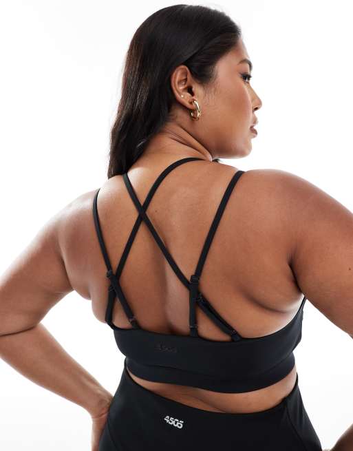 4505 Curve Icon active high support sports bra with removable padding and adjustable straps in black, 3 of 4