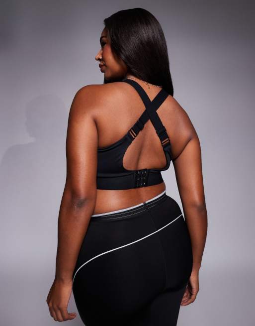 4505 Curve Icon active high support sports bra with removable padding and adjustable straps in black, 4 of 4