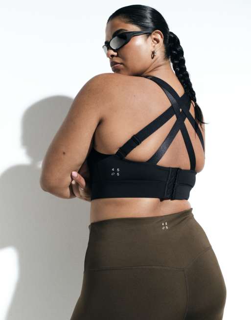 4505 Curve Icon active high support sports bra with removable padding and adjustable straps in black, 2 of 5