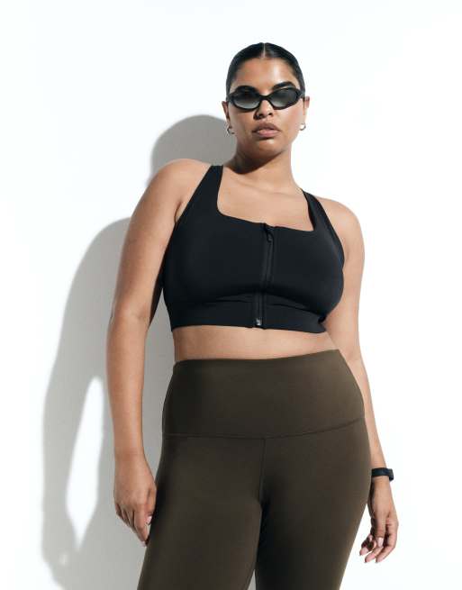 4505 Curve Icon active high support sports bra with removable padding and adjustable straps in black, 3 of 5