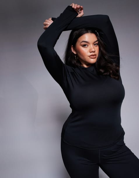 4505 Curve Icon active quick dry slim fit long sleeve top in black - view 1