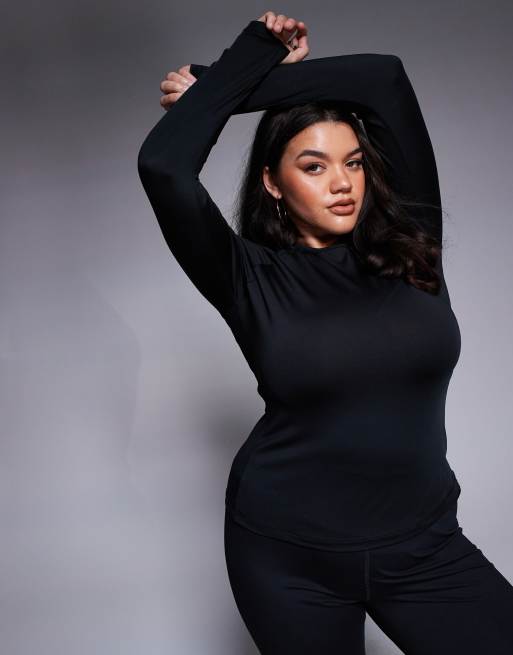 4505 Curve Icon active quick dry slim fit long sleeve top in black