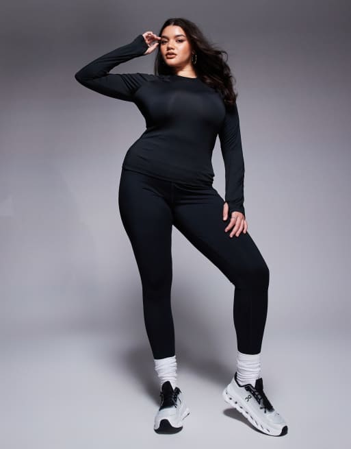 4505 Curve Icon active quick dry slim fit long sleeve top in black