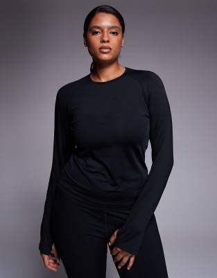 4505 Curve Icon Active Quick Dry Slim Fit Long Sleeve Top In Black