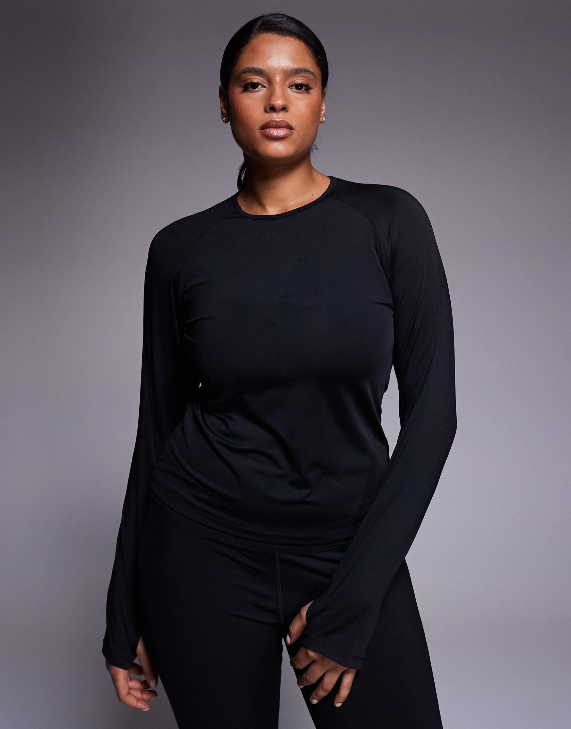 4505 curve icon active quick dry slim fit long sleeve top in black