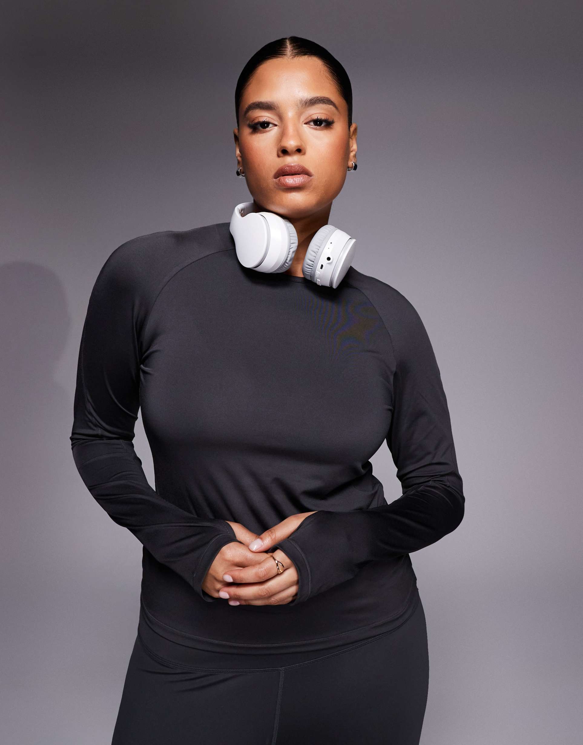 4505 curve icon active quick dry slim fit long sleeve top in smoke gray