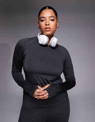 4505 Curve Icon Active Quick Dry Slim Fit Long Sleeve Top In Gray