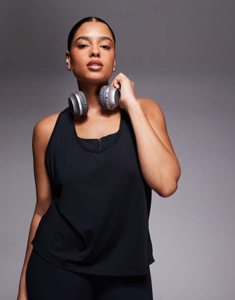 4505 Curve Icon active quick dry throw-on performance tank top in black - view 1