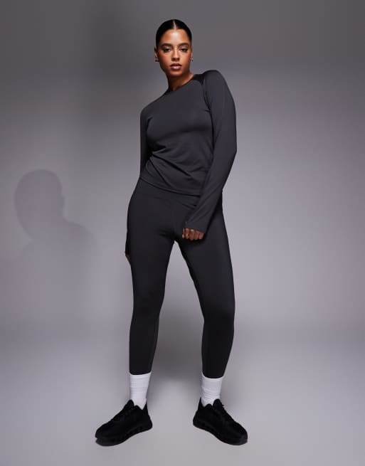 4505 - Curve - Icon - Active - Sneldrogende slim-fit top met lange mouwen in rookgrijs, 3 van 4