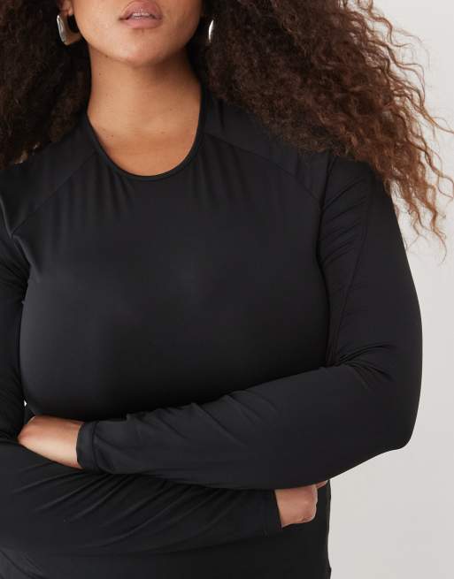 4505 - Curve - Icon - Active - Sneldrogende slim-fit top met lange mouwen in zwart, 2 van 4